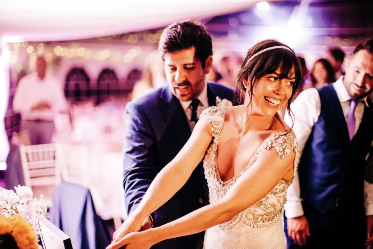 Candid wedding gallery moment
