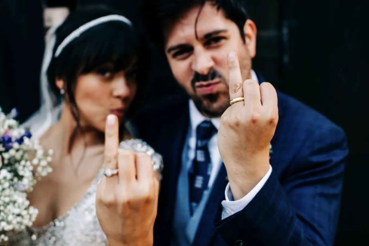 Candid wedding gallery moment